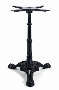 Cast iron three leg bistro table base in black powder coating