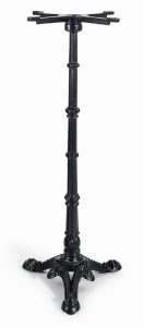 Cast iron three leg bistro bar height table base in black powder coating