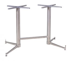 Refectory stainless steel table base with middle bar and turnkey