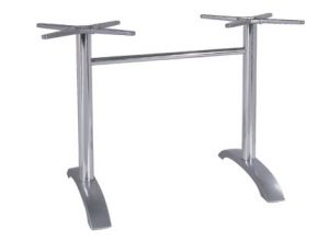 Aluminum refectory table base with middle bar
