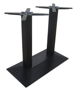 Cast iron rectangle twin pedistal step table base in black powder coating