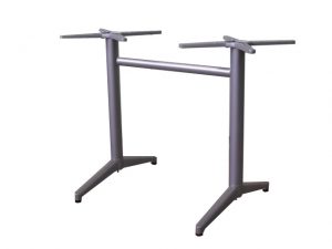 Aluminum refectory table base in dark grey with middle bar