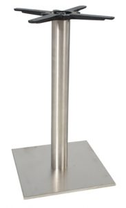 Square stainless steel table base with round column