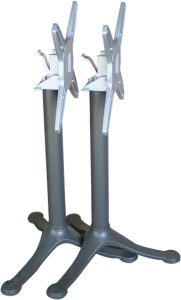 Cast iron three leg folding table base with aluminium flip top