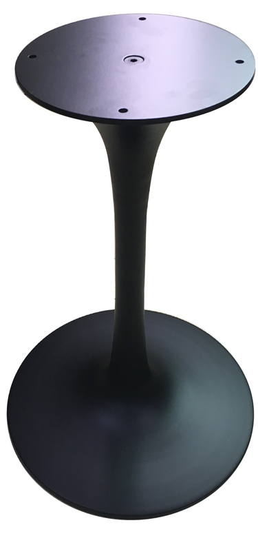 Steel tulip table base in black powder coating